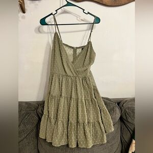 Olive Green Sleeveless Tiered Dress